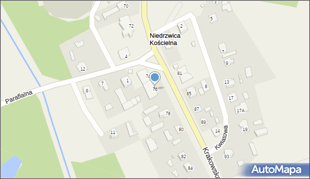 Niedrzwica Kościelna, Krakowska, 76, mapa Niedrzwica Kościelna