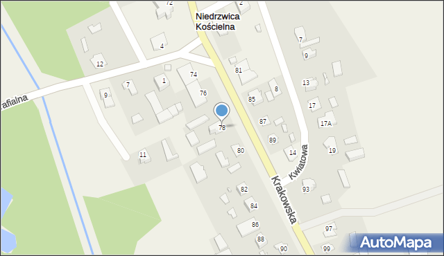 Niedrzwica Kościelna, Krakowska, 78, mapa Niedrzwica Kościelna