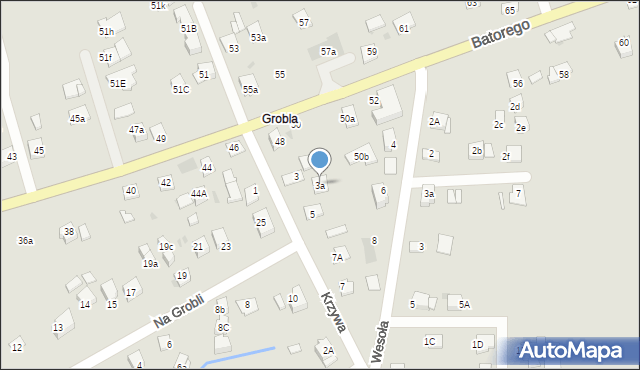 Niepołomice, Krzywa, 3a, mapa Niepołomice