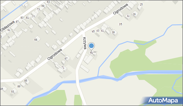 Nowa Biała, Krzywa, 51, mapa Nowa Biała