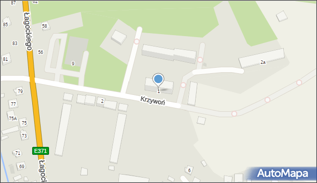 Nowa Dęba, Krzywoń Anieli, 1, mapa Nowa Dęba
