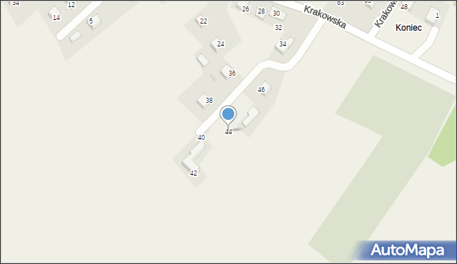 Nowa Góra, Krakowska, 44, mapa Nowa Góra