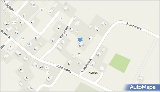 Nowa Góra, Krakowska, 69, mapa Nowa Góra