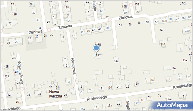 Nowa Iwiczna, Krasickiego Ignacego, bp., 18A, mapa Nowa Iwiczna