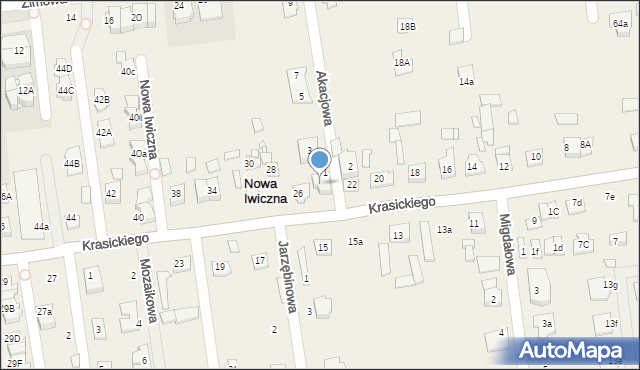 Nowa Iwiczna, Krasickiego Ignacego, bp., 24, mapa Nowa Iwiczna