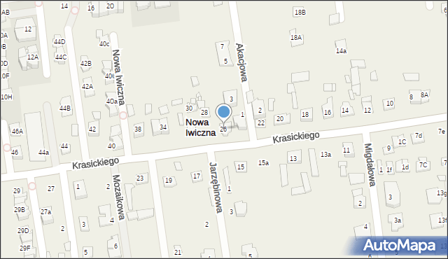 Nowa Iwiczna, Krasickiego Ignacego, bp., 26, mapa Nowa Iwiczna