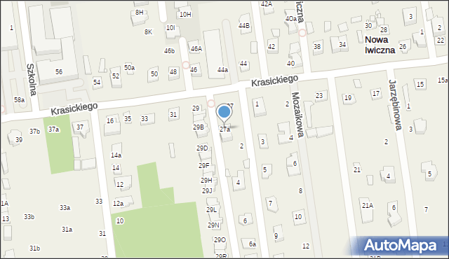 Nowa Iwiczna, Krasickiego Ignacego, bp., 27a, mapa Nowa Iwiczna