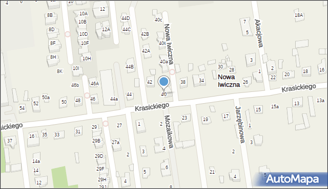 Nowa Iwiczna, Krasickiego Ignacego, bp., 40, mapa Nowa Iwiczna
