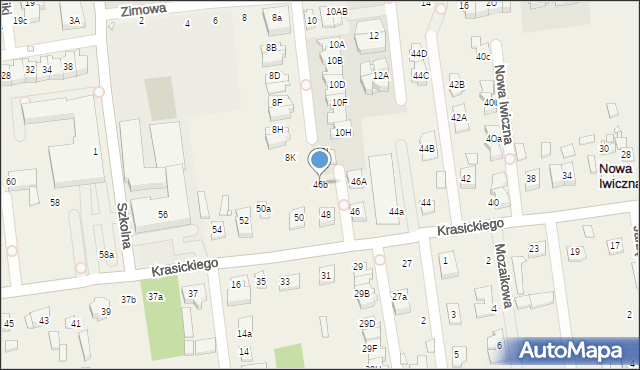 Nowa Iwiczna, Krasickiego Ignacego, bp., 46b, mapa Nowa Iwiczna