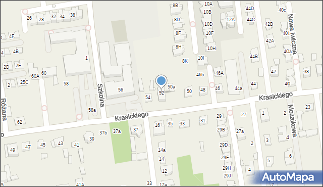 Nowa Iwiczna, Krasickiego Ignacego, bp., 52, mapa Nowa Iwiczna