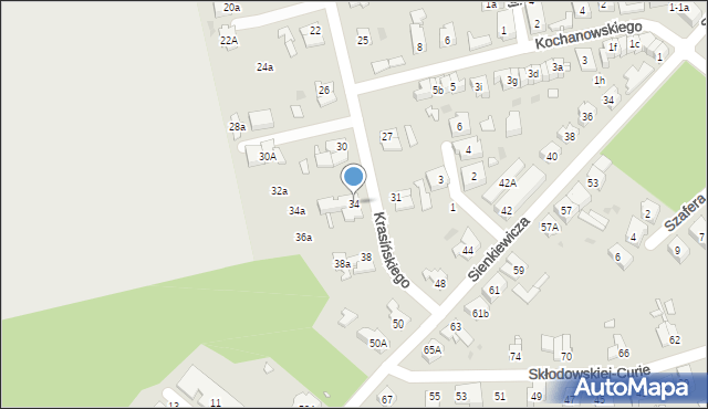 Nowa Sól, Krasińskiego, 34, mapa Nowa Sól