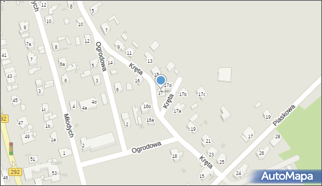 Nowa Sól, Kręta, 17, mapa Nowa Sól