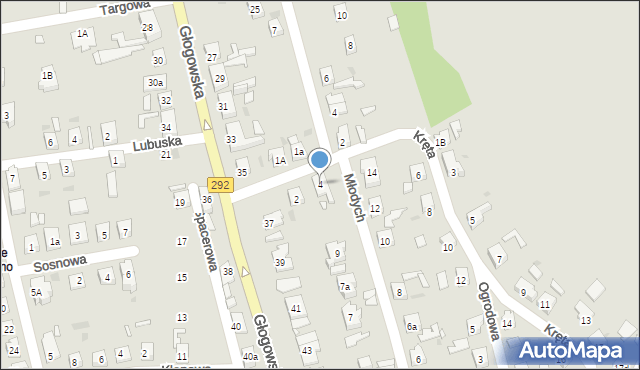 Nowa Sól, Kręta, 4, mapa Nowa Sól