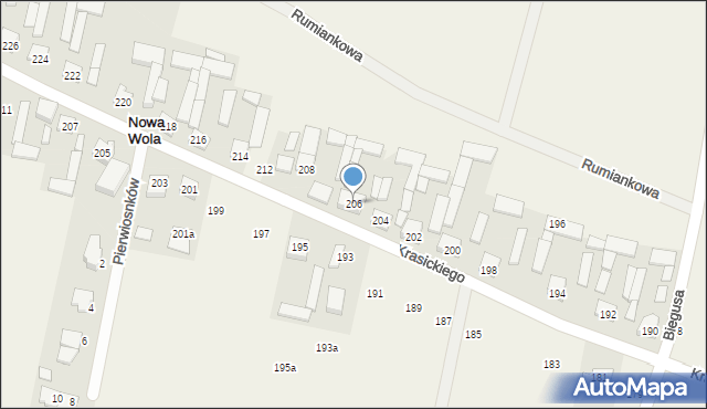 Nowa Wola, Krasickiego Ignacego, bp., 206, mapa Nowa Wola