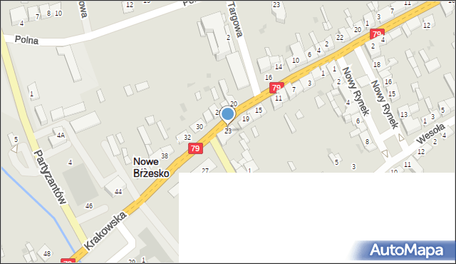 Nowe Brzesko, Krakowska, 23, mapa Nowe Brzesko