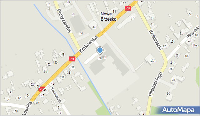 Nowe Brzesko, Krakowska, 29, mapa Nowe Brzesko