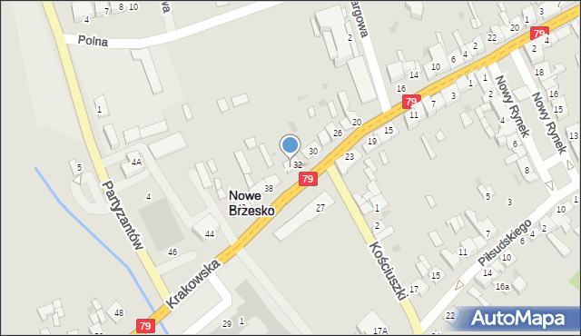 Nowe Brzesko, Krakowska, 34, mapa Nowe Brzesko