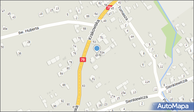 Nowe Brzesko, Krakowska, 57, mapa Nowe Brzesko