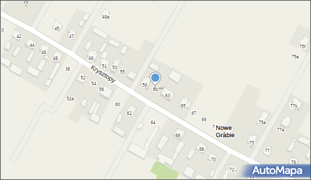 Nowe Grabie, Krysztopy Zygmunta, ks., 61, mapa Nowe Grabie