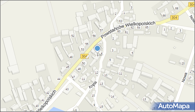 Nowe Kramsko, Kręta, 7, mapa Nowe Kramsko
