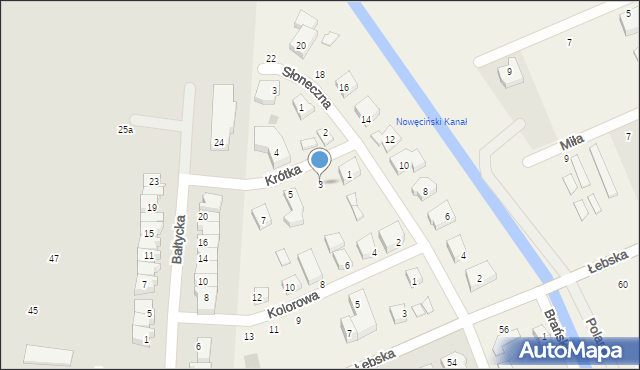 Nowęcin, Krótka, 3, mapa Nowęcin