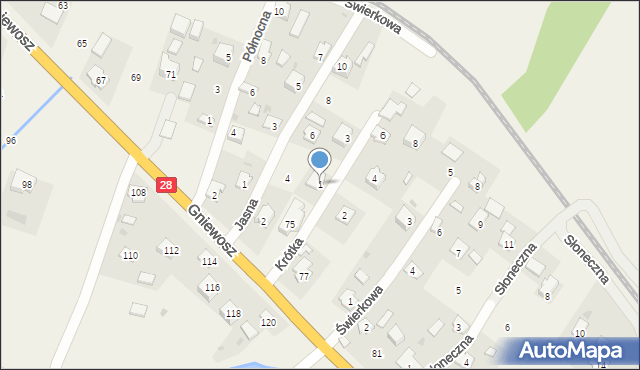 Nowosielce, Krótka, 1, mapa Nowosielce