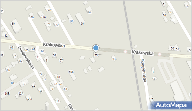 Nowy Sącz, Krakowska, 55, mapa Nowego Sącza