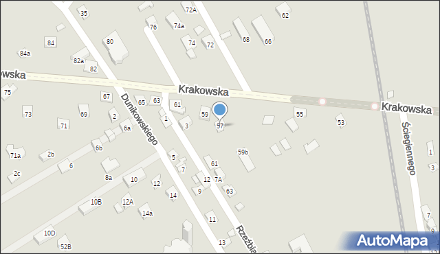 Nowy Sącz, Krakowska, 57, mapa Nowego Sącza