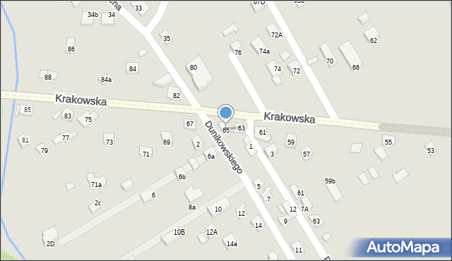 Nowy Sącz, Krakowska, 65, mapa Nowego Sącza