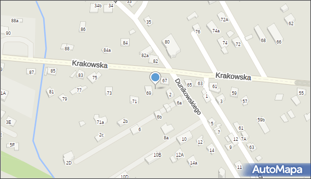 Nowy Sącz, Krakowska, 69a, mapa Nowego Sącza