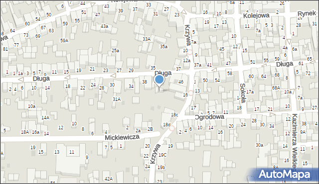 Nowy Targ, Krzywa, 18e, mapa Nowego Targu