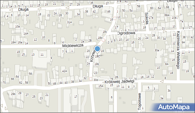 Nowy Targ, Krzywa, 19C, mapa Nowego Targu