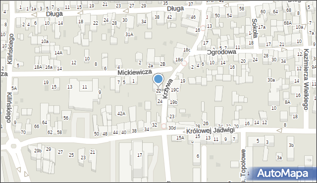 Nowy Targ, Krzywa, 22, mapa Nowego Targu