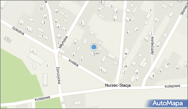 Nurzec-Stacja, Krótka, 3, mapa Nurzec-Stacja