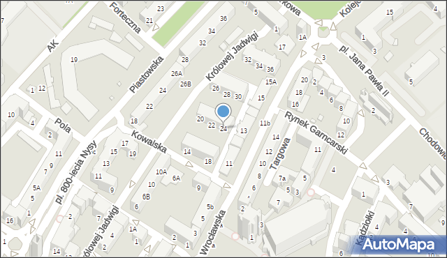 Nysa, Królowej Jadwigi, 24, mapa Nysy