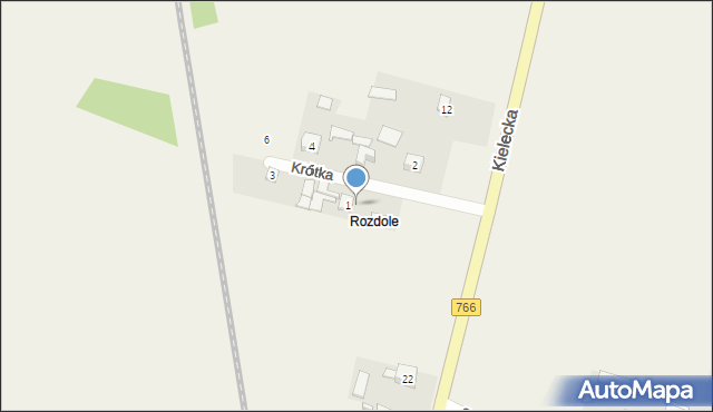 Obice, Krótka, 1A, mapa Obice