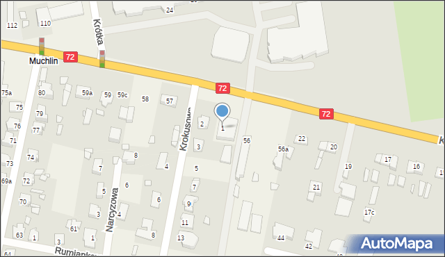 Obrzębin, Krokusowa, 1, mapa Obrzębin