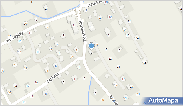 Odrzykoń, Krośnieńska, 9, mapa Odrzykoń