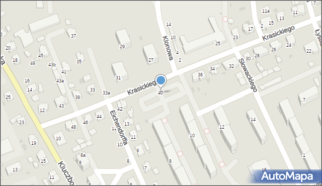 Olesno, Krasickiego Ignacego, bp., 40, mapa Olesno