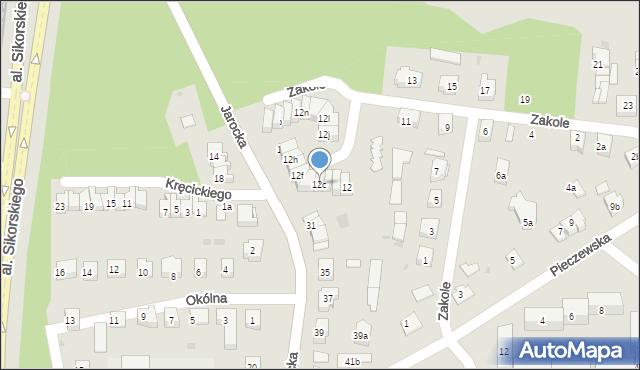 Olsztyn, Kręcickiego Franciszka, 12c, mapa Olsztyna