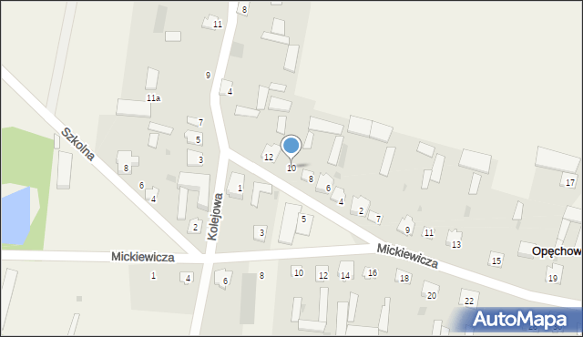 Opęchowo, Krótka, 10, mapa Opęchowo