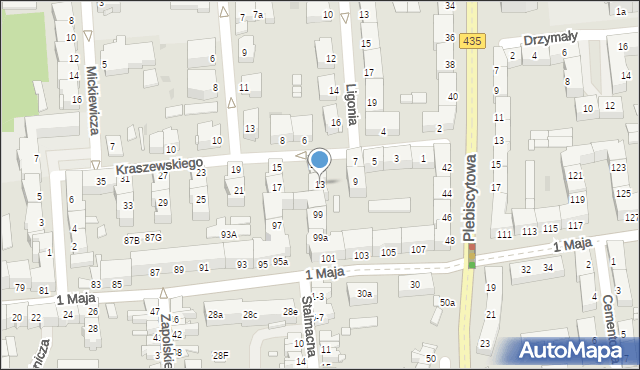 Opole, Kraszewskiego Józefa Ignacego, 13, mapa Opola