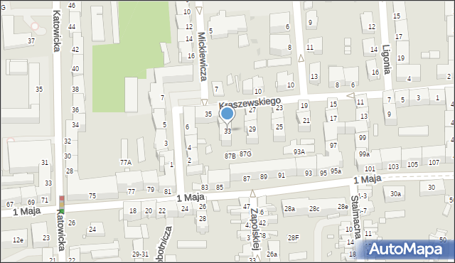 Opole, Kraszewskiego Józefa Ignacego, 33, mapa Opola