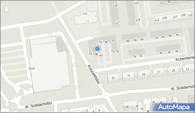 Opole, Krzemieniecka, 72b, mapa Opola