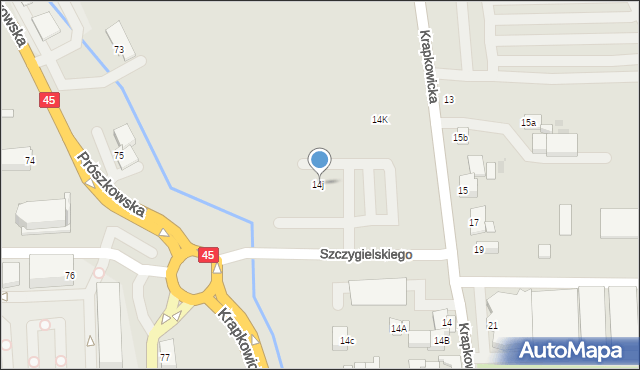 Opole, Krapkowicka, 14j, mapa Opola