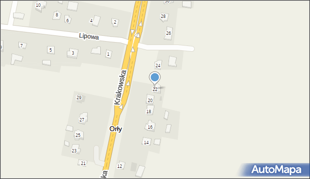 Orły, Krakowska, 22, mapa Orły