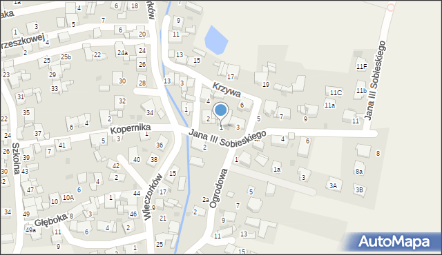 Orzech, Króla Jana III Sobieskiego, 1, mapa Orzech