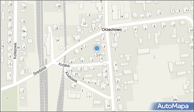Orzechowo, Krótka, 2, mapa Orzechowo