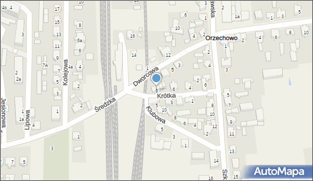 Orzechowo, Krótka, 8, mapa Orzechowo