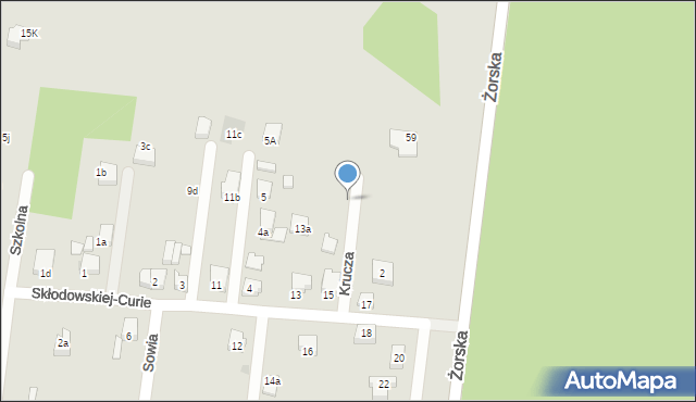 Orzesze, Krucza, 1, mapa Orzesze